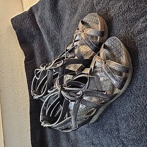 Boutique by Corey's Black Lace Sandal Size 6 EUC